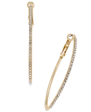 Thalia Sodi Gold-Tone Crystal Pave Marquise Hoop Earrings, Only at Macys