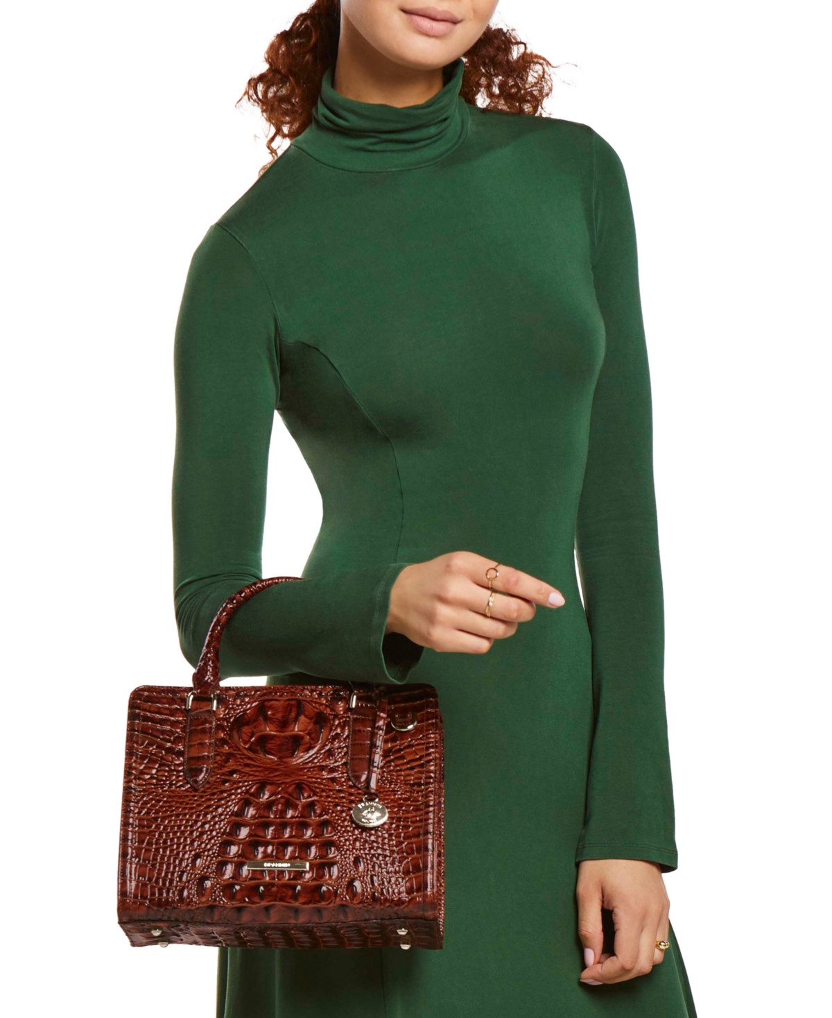 Brahmin Cami Melbourne Small Mellow Rose Leather Satchel Bag In Red