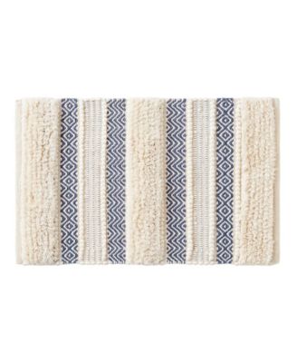 Ink+ivy Inkivy Asher Woven Texture Stripe Bath Rug In Black