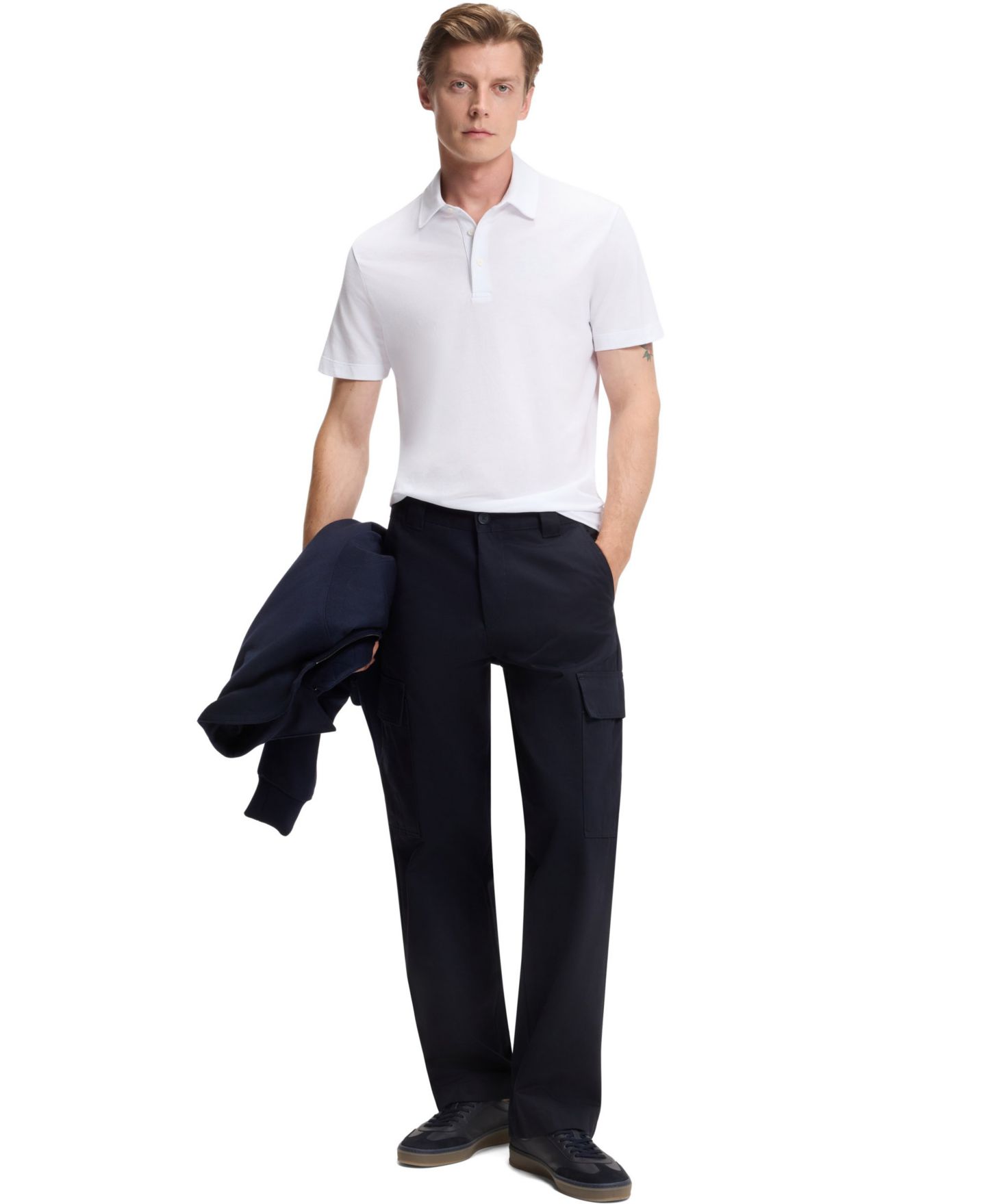 Мужское поло Hugo Boss Beckham x BOSS Cotton Silk Polo Shirt, цвет: Белый — фото 4