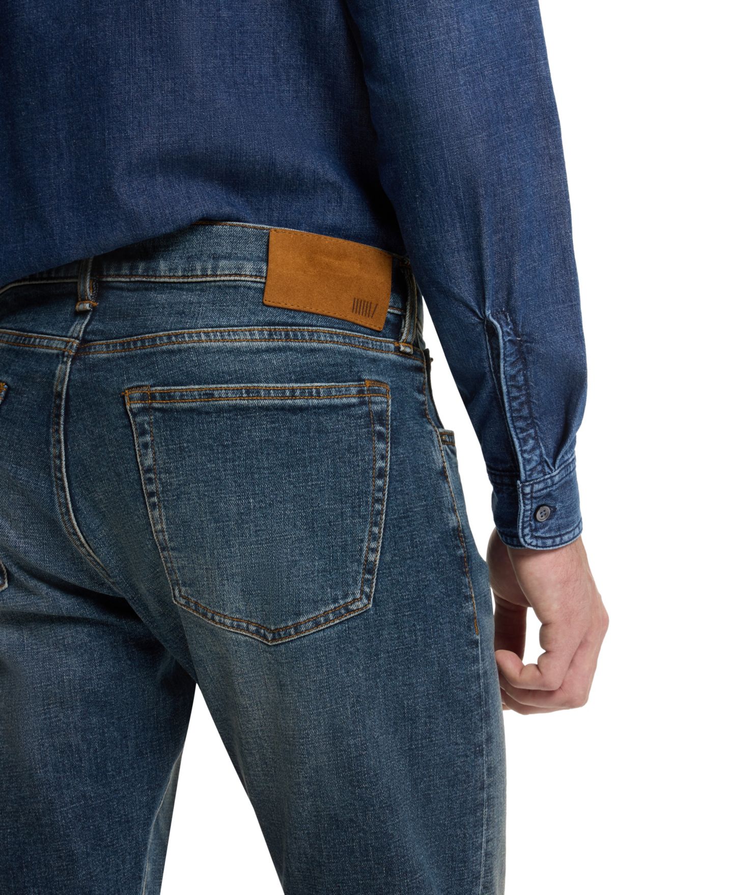 Мужские джинсы Hugo Boss Beckham x BOSS Blue Stretch Slim-Fit Denim Jeans, цвет: Тёмно-синий — фото 5