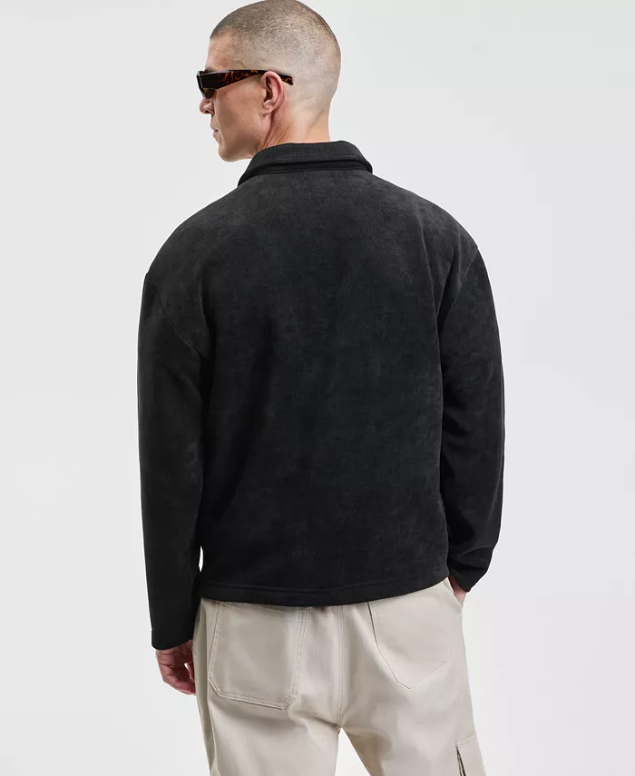 Men's Relaxed Fit Plush Long Sleeve Quarter-Zip Pullover - thumbnail 5