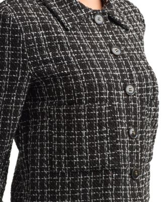 Women's Tweed Check Boucle Long Sleeves Jacket