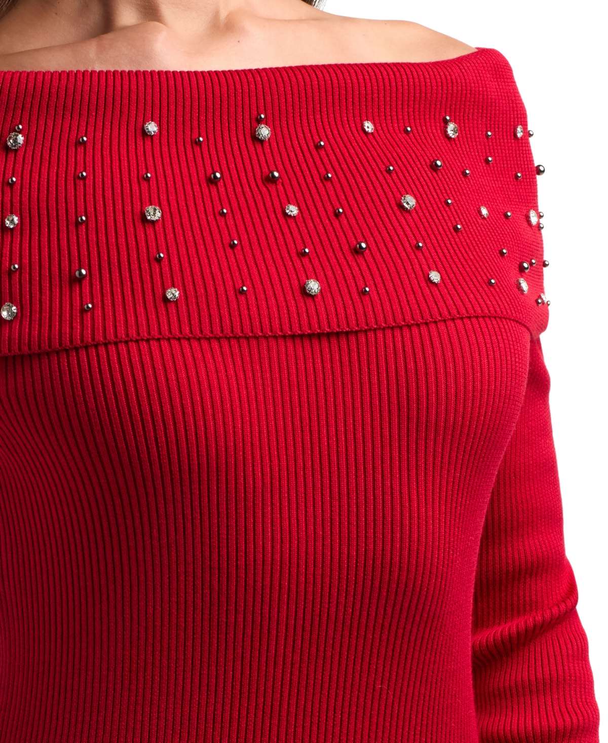 Bcx Women's Off-the-shoulder Pull-on Sweater In Red