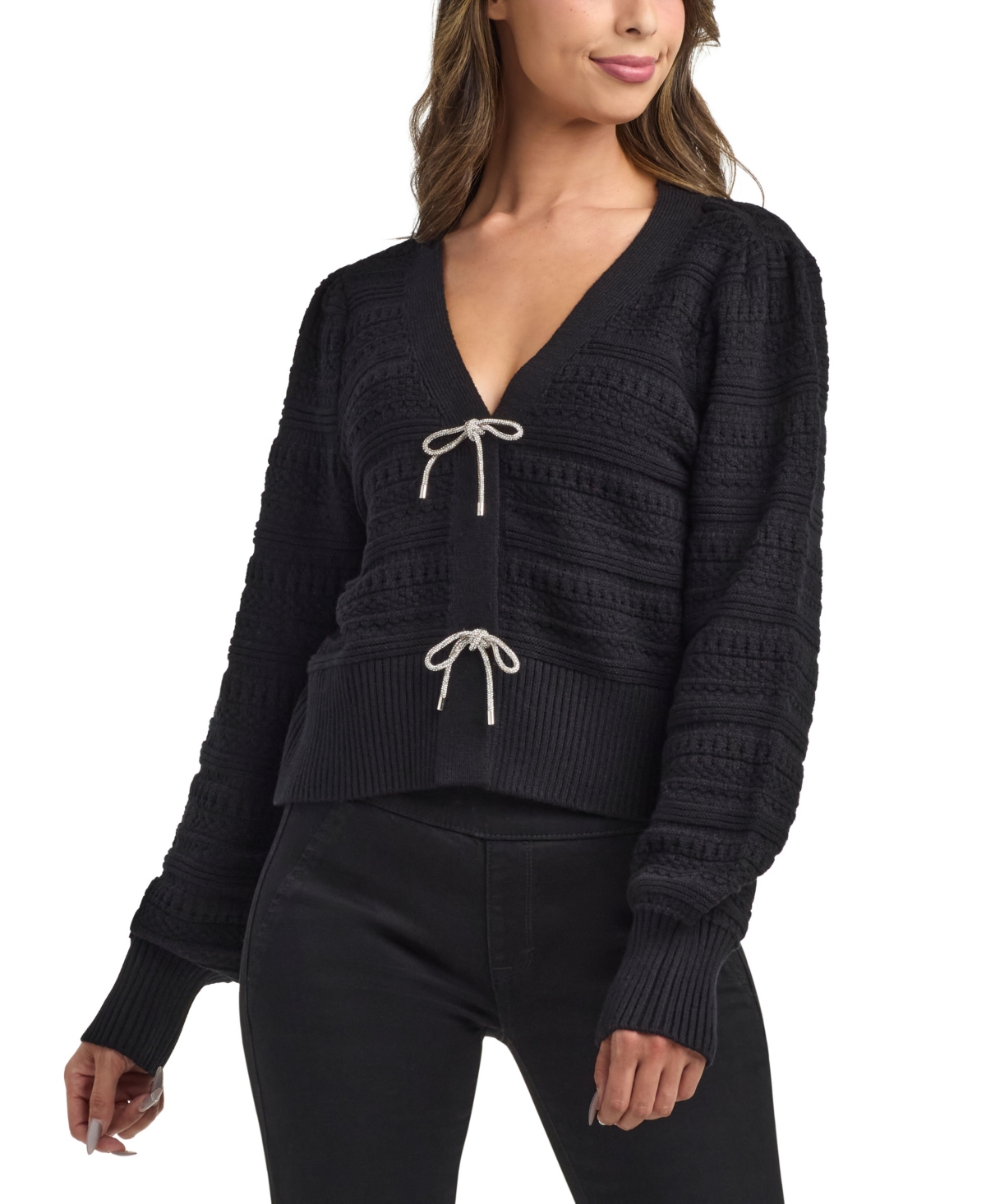 Bcx Women's V-neck Cardigan Sweater In Black
