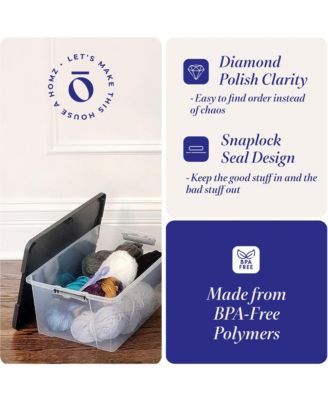 15 Qt Stackable Plastic Storage Container w/Snaplock Lid, Gray (4 Pack