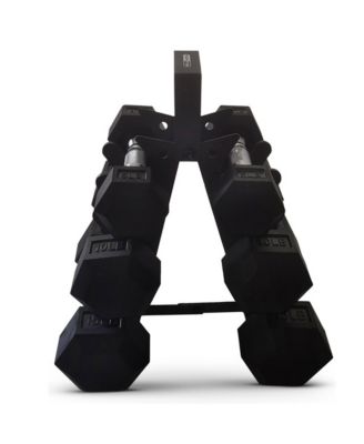 Hexagonal Dumbbell Free Hand Weight Set w/Rack, 5, 10, & 15 Lbs, Black