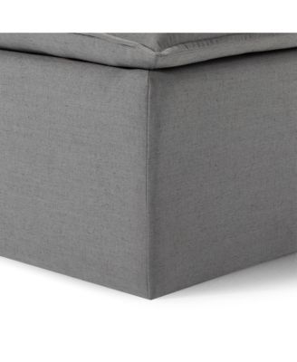 Claude Rustic Ottoman in Slate Fabric Upholstery