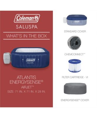 Coleman Atlantis AirJet Square Inflatable Hot Tub with EnergySense Cover, Blue