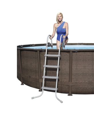 Power Steel 14' x 42" Above Ground Outdoor Swimming Pool Set with Pump