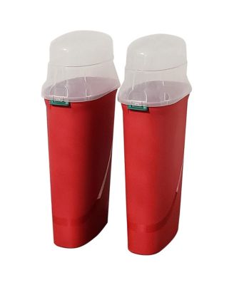30-Inch Vertical Gift Wrap Storage Container Box, Red, Clear Lid (2 Pack