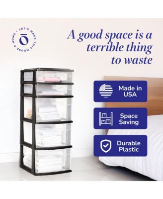 Plastic 5 Drawer Home Storage Container Tower Closet Organizer