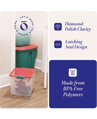 31 Qt Holiday Clear Plastic Storage Container w/ Latching Handles (4 Pack