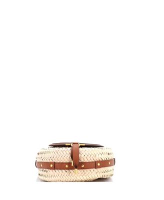 Small Marcie Basket Crossbody Bag Raffia and Leather