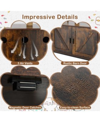 Cat Tree w/ Litter Box Enclosure w/ Hidden Washroom Scratching Posts & Pad