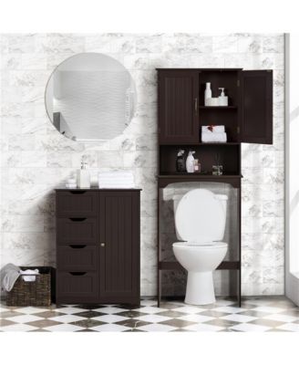 35.5” H Free-Standing Floor Cabinet with 4 Drawers and 1 Cupboard Espresso