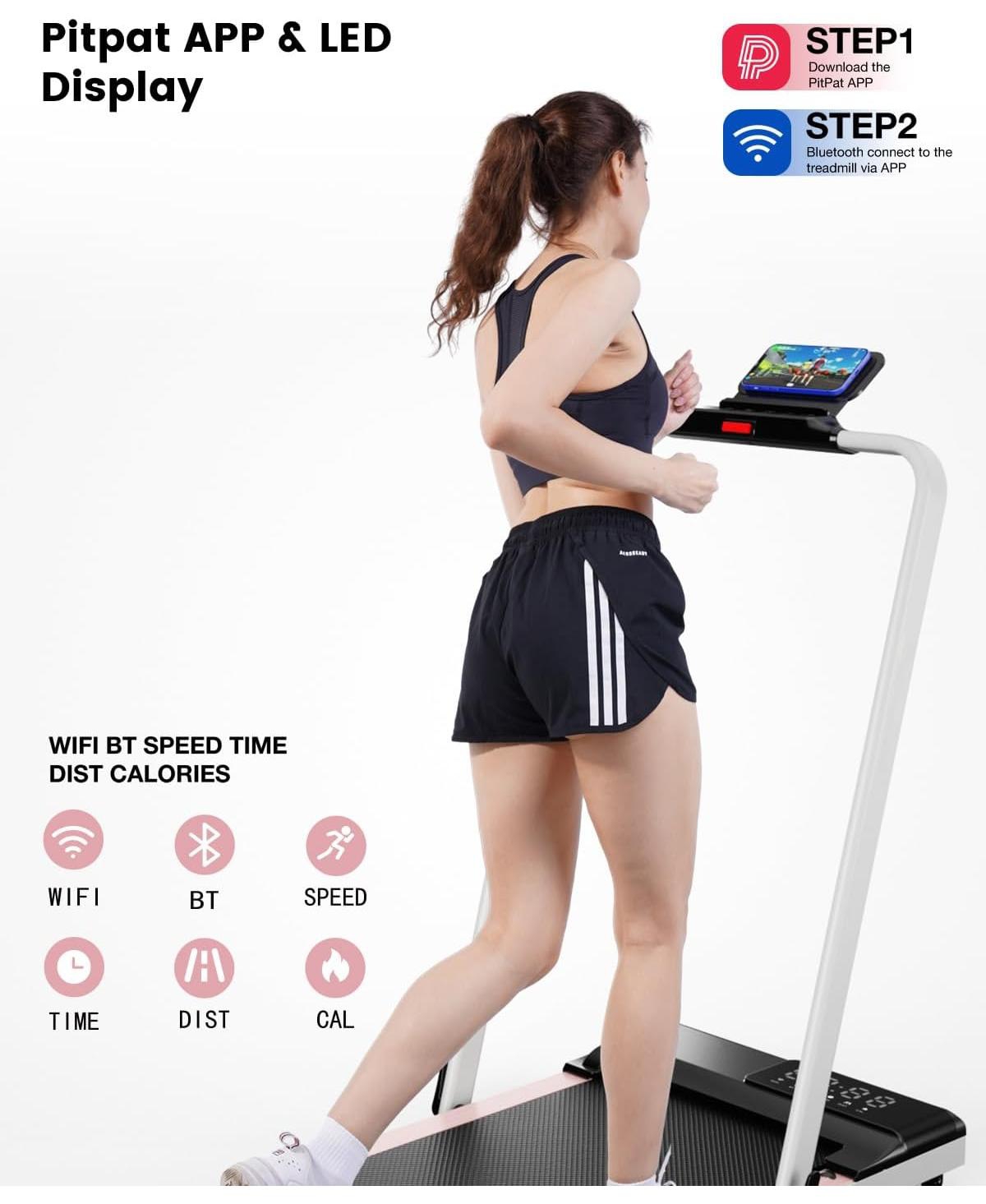 DeerRun 3 in 1 Walking Pad Treadmill, 300 Weight Capacity Foldable Treadmill