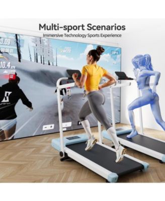 Superun 3-in-1 treadmill w/ handlebar. 300LB cap, 3.0HP motor, LED display, remote & APP control. Foldable for small home/office spaces