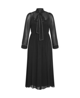 Plus Size Kara Stud Tie Neck Maxi Dress