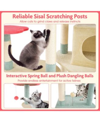 Flower Cat Tree w/Cosy Condo Sisal Scratching Posts Padded Flower-shaped Perch