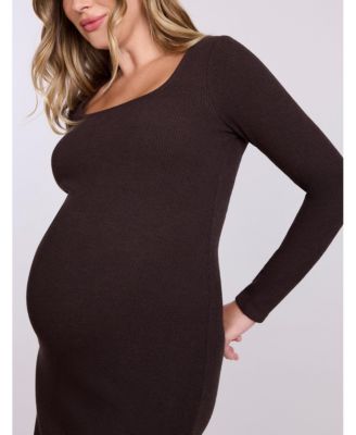 Maternity Square Neck Rib Knit Long Sleeve Bodycon Maxi Dress - Motherhood