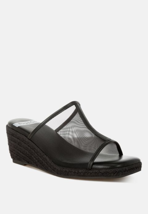 Женские сабо на танкетке Rag & Co Seraphine из дышащей сетки, цвет: Чёрный сетчатый