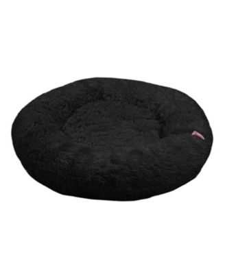 Maisie Bohemian Glam Faux Fur Round Fluffy Calming Donut Pet Bed with Washable Cover
