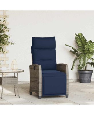 Reclining Garden Chair Grey, Navy Blue