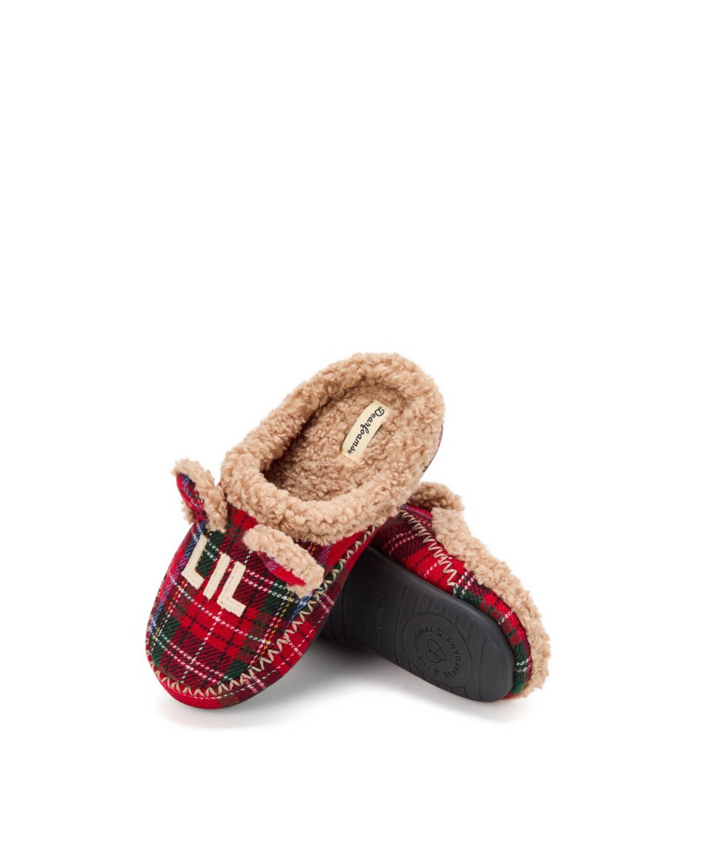 Детские домашние тапочки-сабо Dearfoams Lil Bear, цвет: Клетчатый — фото 4