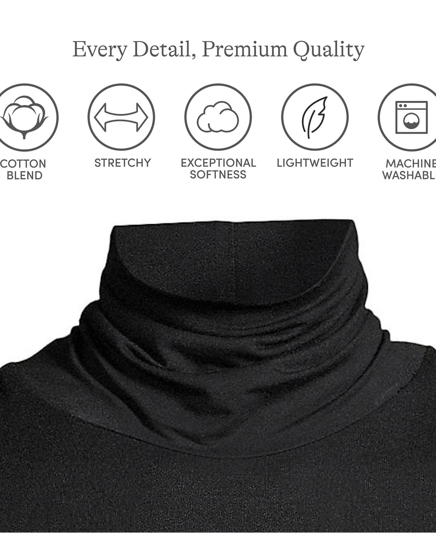 Женский топ Lands' End Lightweight Jersey Long Sleeve Turtleneck, цвет: Чёрный — фото 3