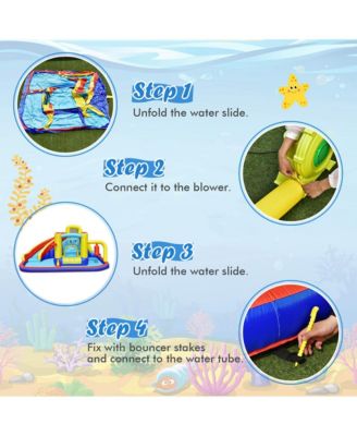 7-in-1 Inflatable Water Slide Water Park Kids Bounce Castle With 735W Air Blower