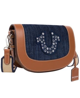 Studded Logo Denim Flap Bag