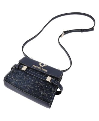 Studded Denim Flap Crossbody Bag