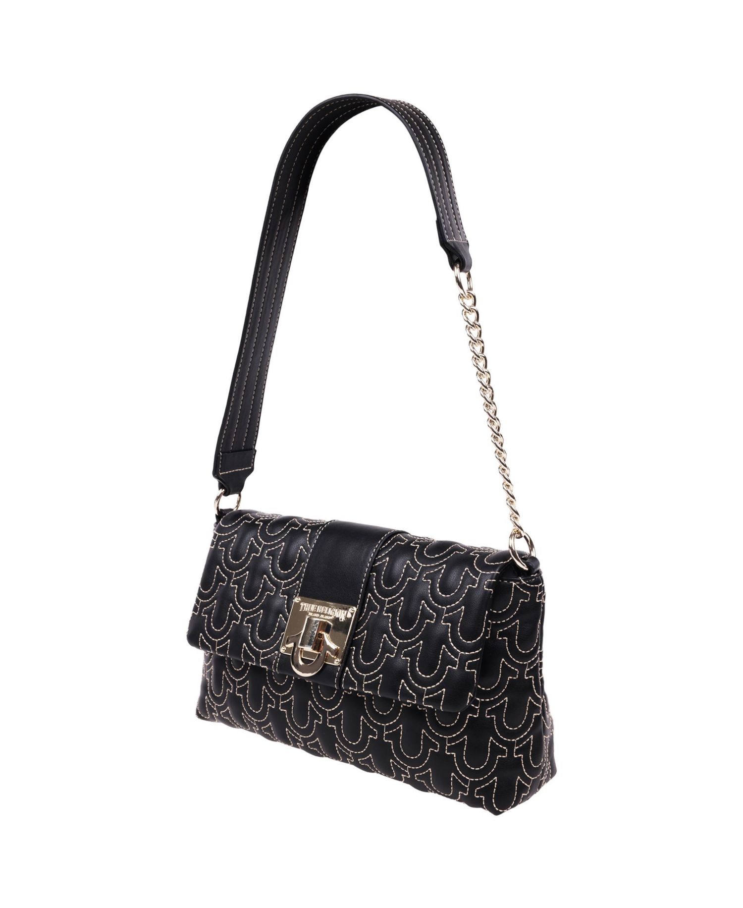 Horseshoe Quilt Logo Plaque Flap Shoulder Bag