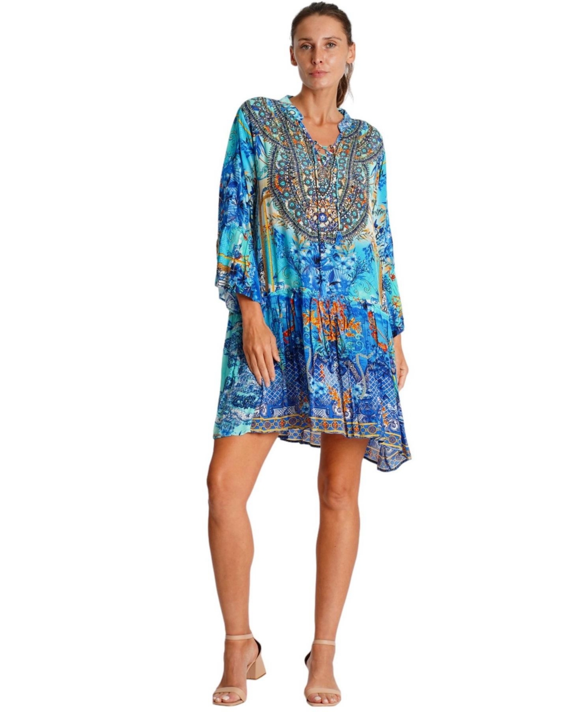 La Moda Clothing Women's long sleeve short dress