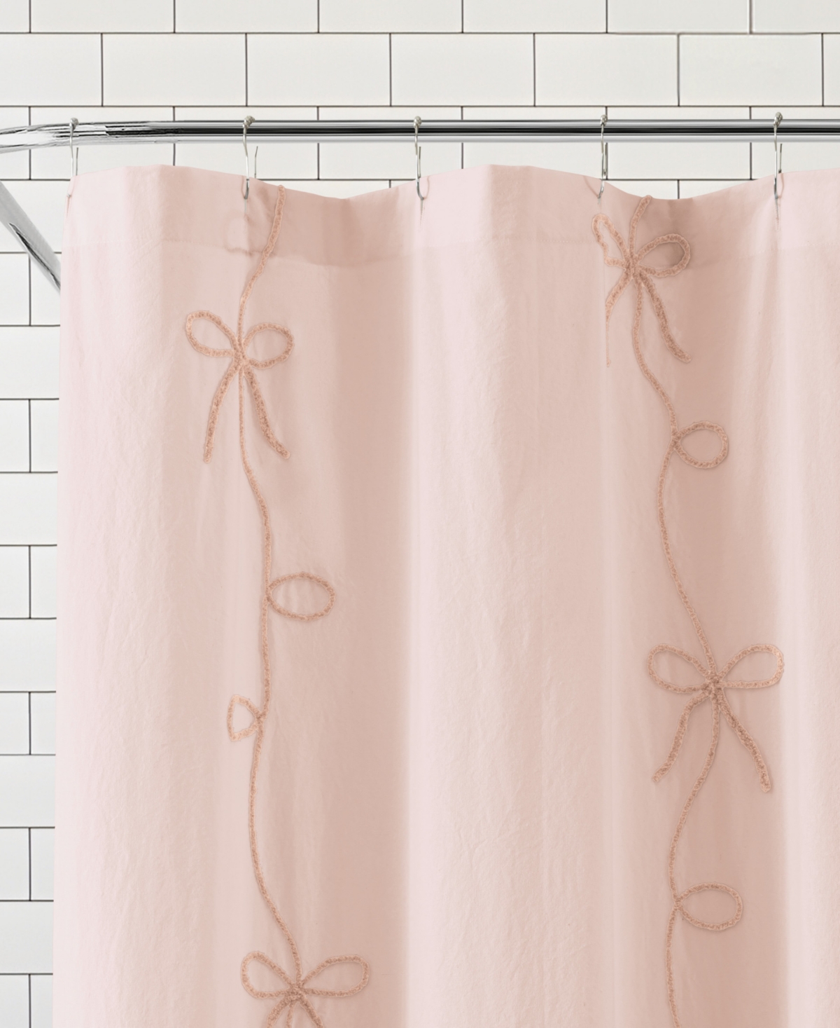 Peri Home Sasha Bows Shower Curtain, 72" X 72" In Pink