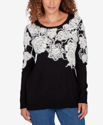 Petite Floral Placement Eyelash Sweater