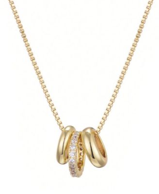Gold Cubic Zirconia Three-Ring Necklace