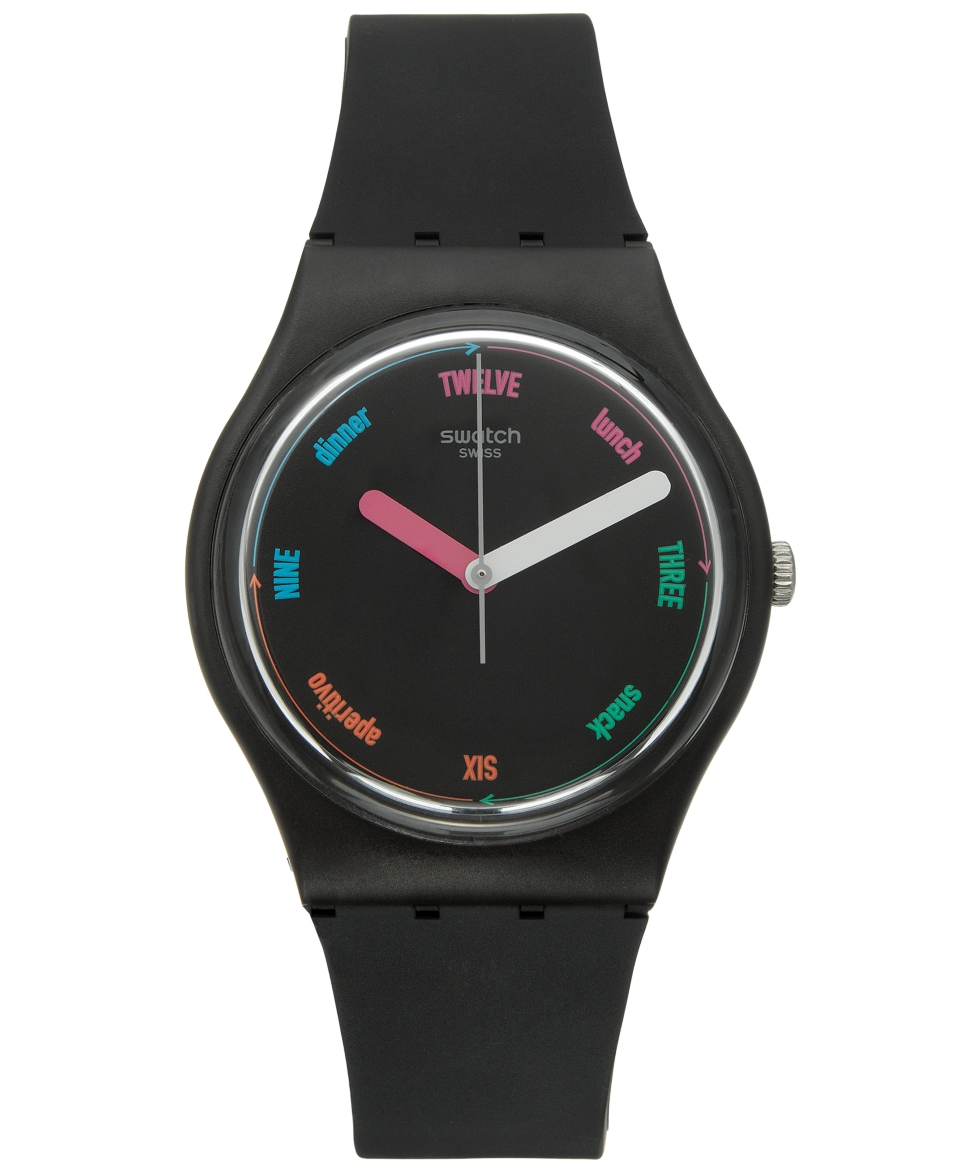 Swatch Unisex Swiss Power Tracking Black Silicone Strap Watch 34mm