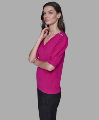 Women's V-Neck Button Detail Sweater