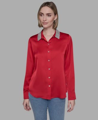 KARL LAGERFELD PARIS - Women's Collared Neck Shirt