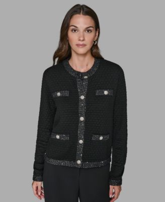 KARL LAGERFELD PARIS - Women's Crewneck Textured Cardigan
