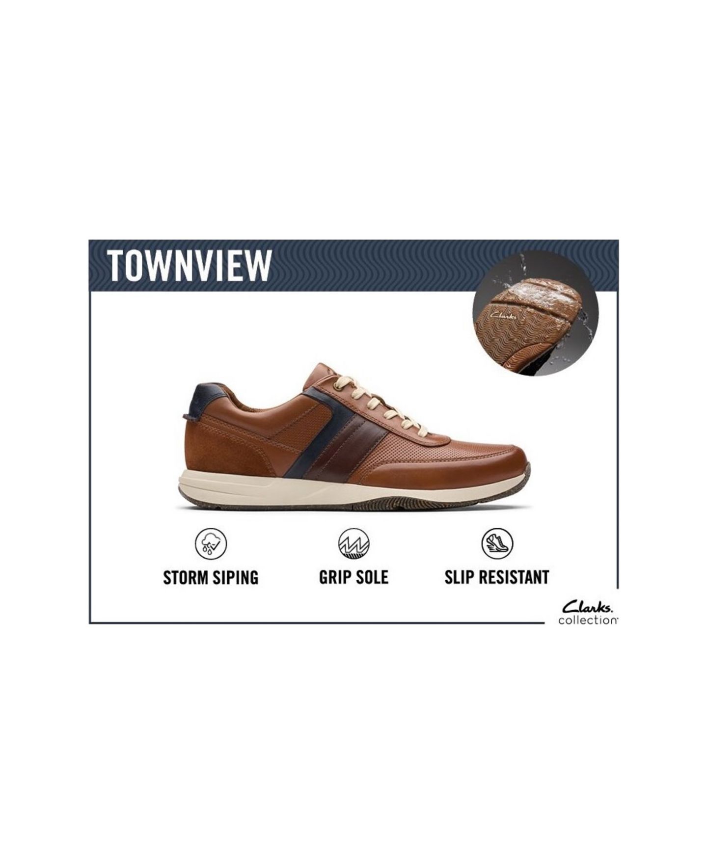 Мужские кроссовки Clarks Townview Casual Lace Up, цвет: Чёрный кожаный — фото 3