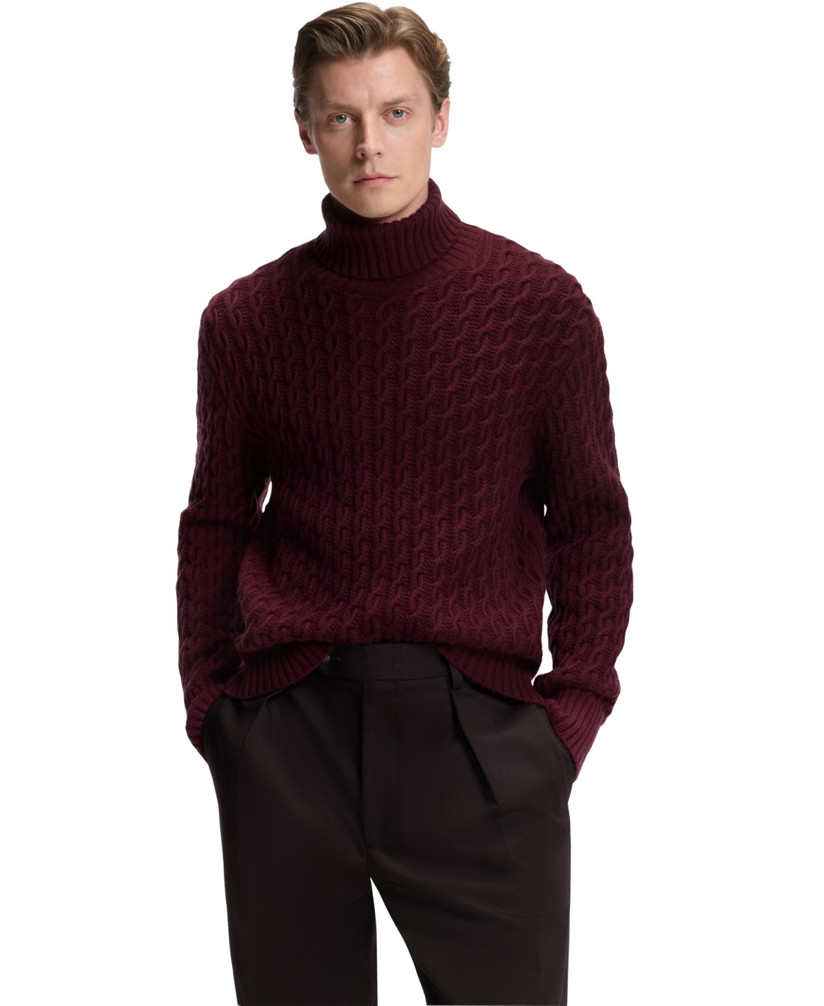 Hugo Boss Boss By  Men's Beckham X Boss Wool Cashmere Cable-knit Sweater In Burgundy