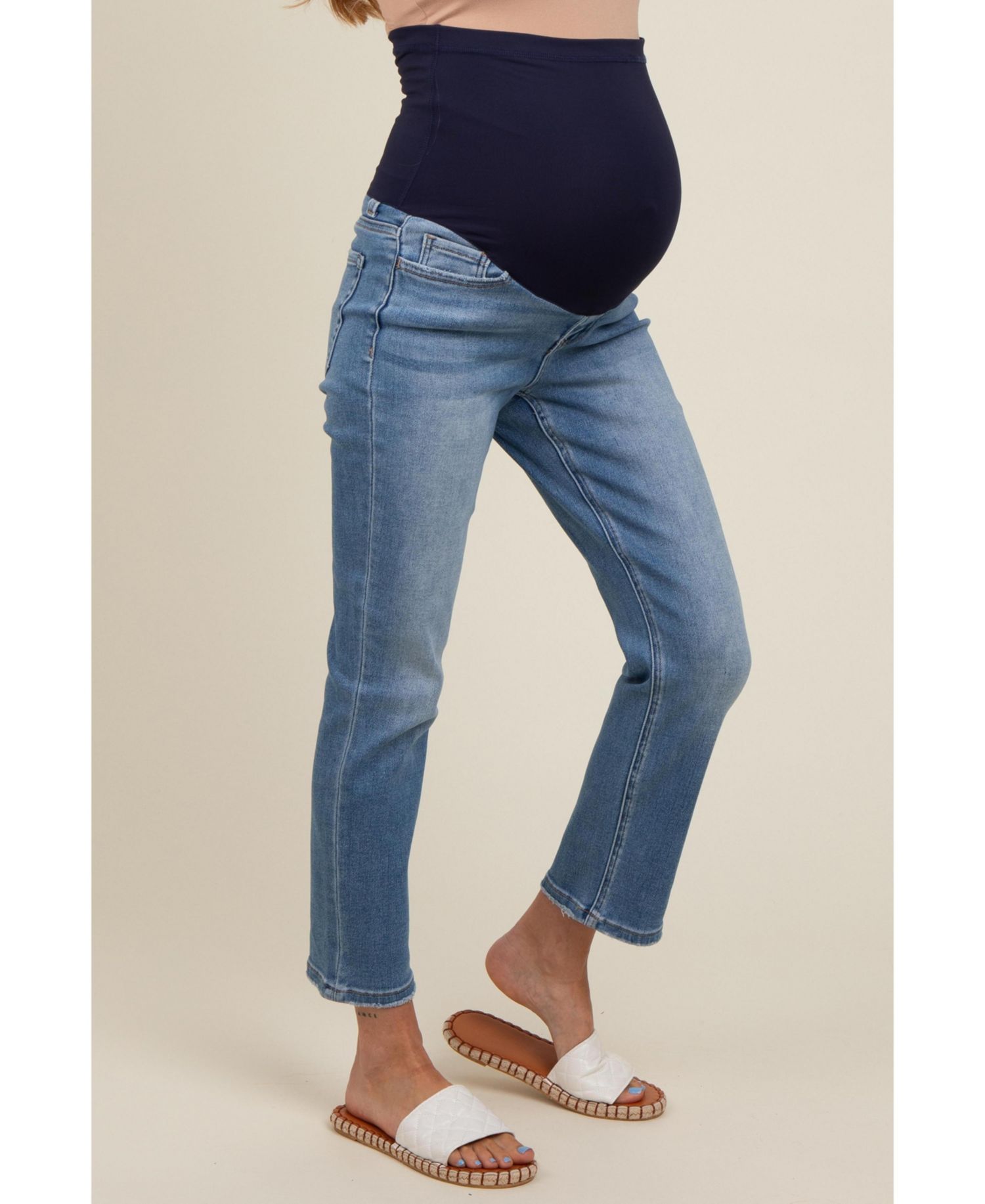 Women's Blue Slim Straight Ankle Crop Jeans