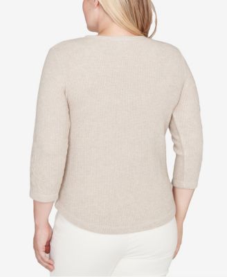 Vienna Asymmetrical Floral Soutache Knit Top