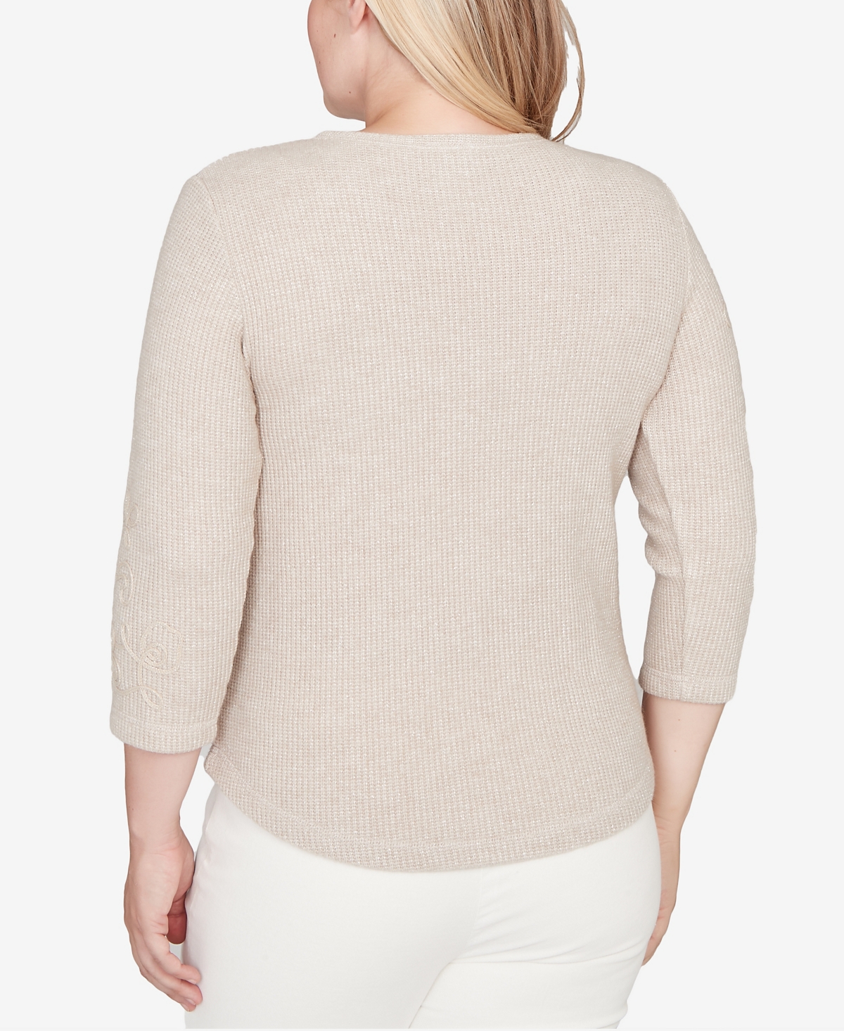 Alfred Dunner Vienna Asymmetrical Floral Soutache Knit Top