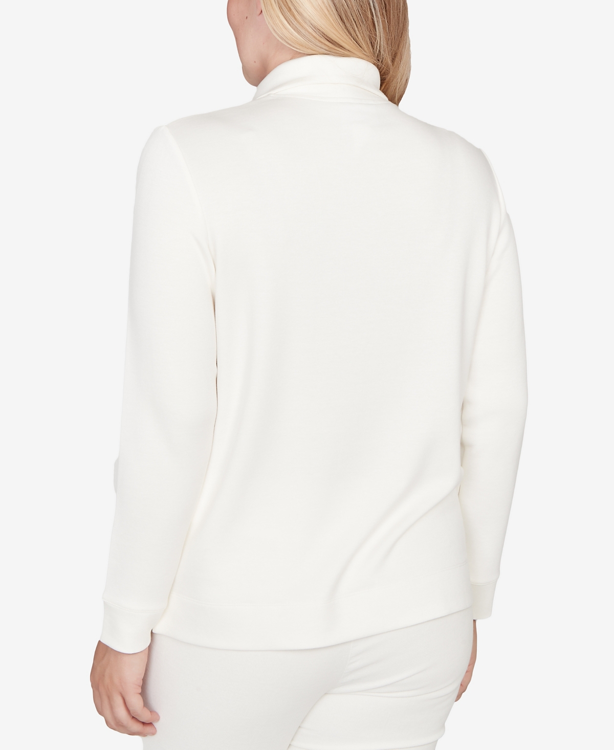 Alfred Dunner Vienna Metallic Studded Animal Pattern Knit Top In White