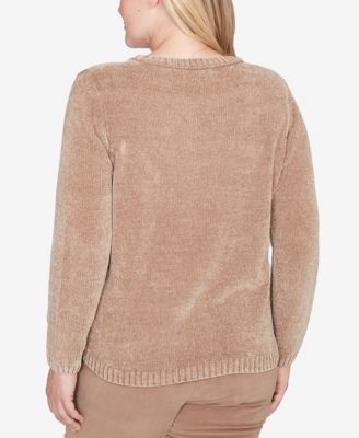 Vienna Stitched Leaf Detail Chenille Sweater