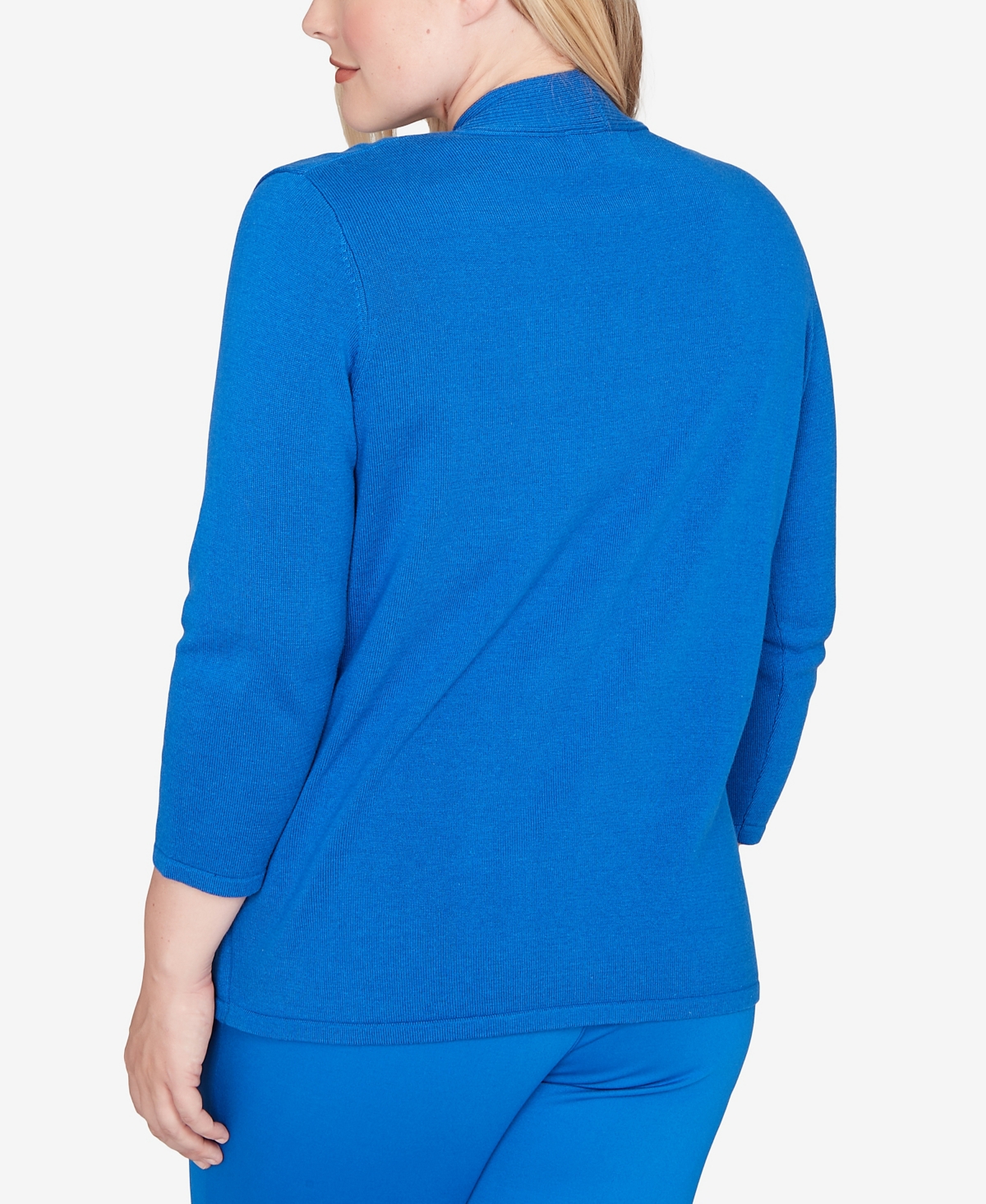 Alfred Dunner Barcelona Vertical Animal Print Two In One Sweater In Blue